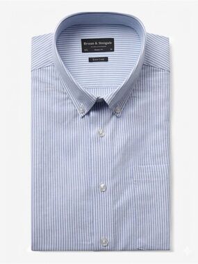 Bruun & Stengade Striped Dress Shirt Size 38 Neck 15 Blue White